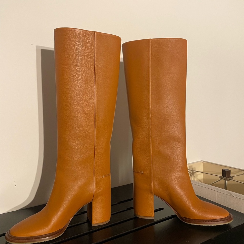 Chloe Tan Leather Heeled Boots